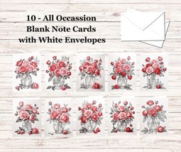 10 - Blank Note Cards   with Envelopes - All Occasion #021 - $15.00