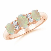 ANGARA Oval Three Stone Opal Engagement Ring with Diamonds for Women in 14K Gold - £723.83 GBP