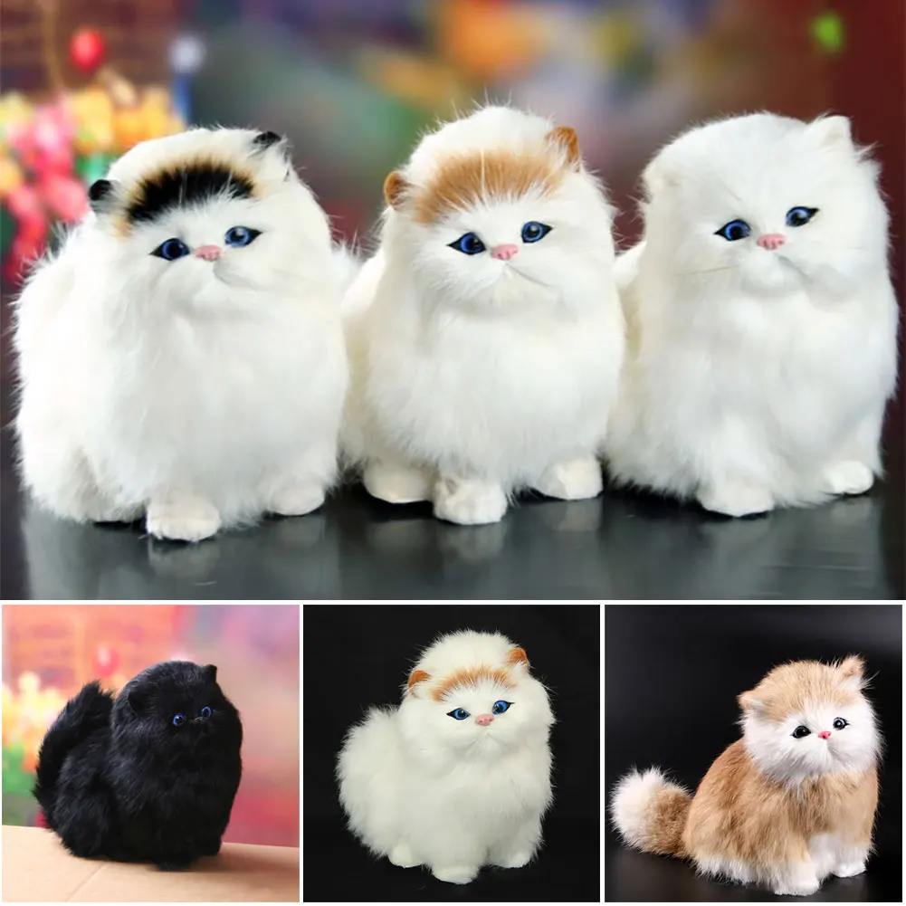 Soft Simulation Stuffed Cats Toys with Sound Kawaii Plush Cat Dolls Children - £12.82 GBP+