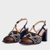 The Nampula Navy Blue Leather Women Slingback Sandal image 2