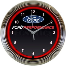 Ford Performance Car Dealer Light 15&quot; Neon Clock 8FRDPF - £68.73 GBP