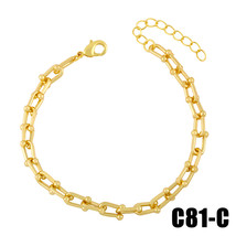 FLOLA Gold Curb Link Chain Safety Pin Bracelets Bangles For Women Chunky Cuban W - £10.76 GBP