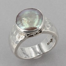 Retired Silpada Hammered Sterling Silver Freshwater Coin Pearl Ring R163... - $39.99