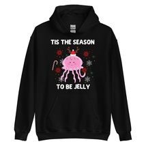 Tis the season to be jelly Funny Hoodie | Jellyfish Santa Unisex Hoodie Black - £26.58 GBP+