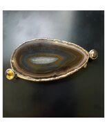 Rare Signed Nadine Leo Mississippi River Pearl Co 18K Pearl Agate Brooch - $1,366.20