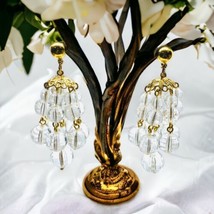 Vintage Faceted Lucite chandelier earrings, ball earrings, clip on wedding - £38.37 GBP