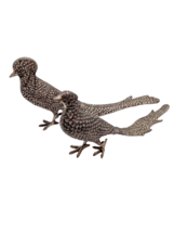 Pair of Silver Tone Metal Large Pheasant Bird Figurines Heavy - £221.89 GBP