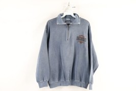 Vtg 90s Mens M Faded Eaglerider Los Angeles Motorcycle Half Zip Sweatshirt Blue - $49.45