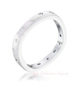 .23Ct Rhodium Plated Cz Speckled Square Shaped Stackable Band - £11.79 GBP