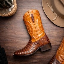 TUCSON Genuine Caiman Belly Skin Cowboy Boot from the Western Collection Aged Ma image 11