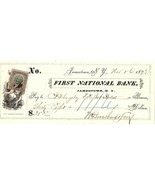 November 26, 1875 First National Bank check Jamestown, New York Internal... - $12.00
