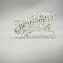 Hand Blown Art Glass Pig Figurine Swirl Design Clear Small 2” Hand Made - $754.89 MXN