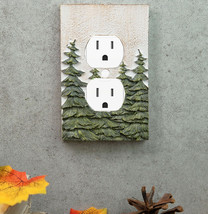 Rustic Evergreen Pine Trees Forest 2-Pack Double Receptacle Outlet Wall Plate - £19.97 GBP