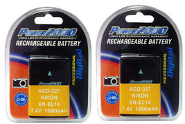 2X EN-EL14, Batteries for Nikon D3100, D3200, D5100, D5200, P7000, P7100... - £15.56 GBP