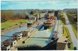 Postcard Steamers Twin Flight Locks Welland Canal St Lawrence Seaway Thorold ON - £5.41 GBP