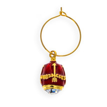 Red Guilloche Royal Egg Wine Glass Charm - £30.36 GBP