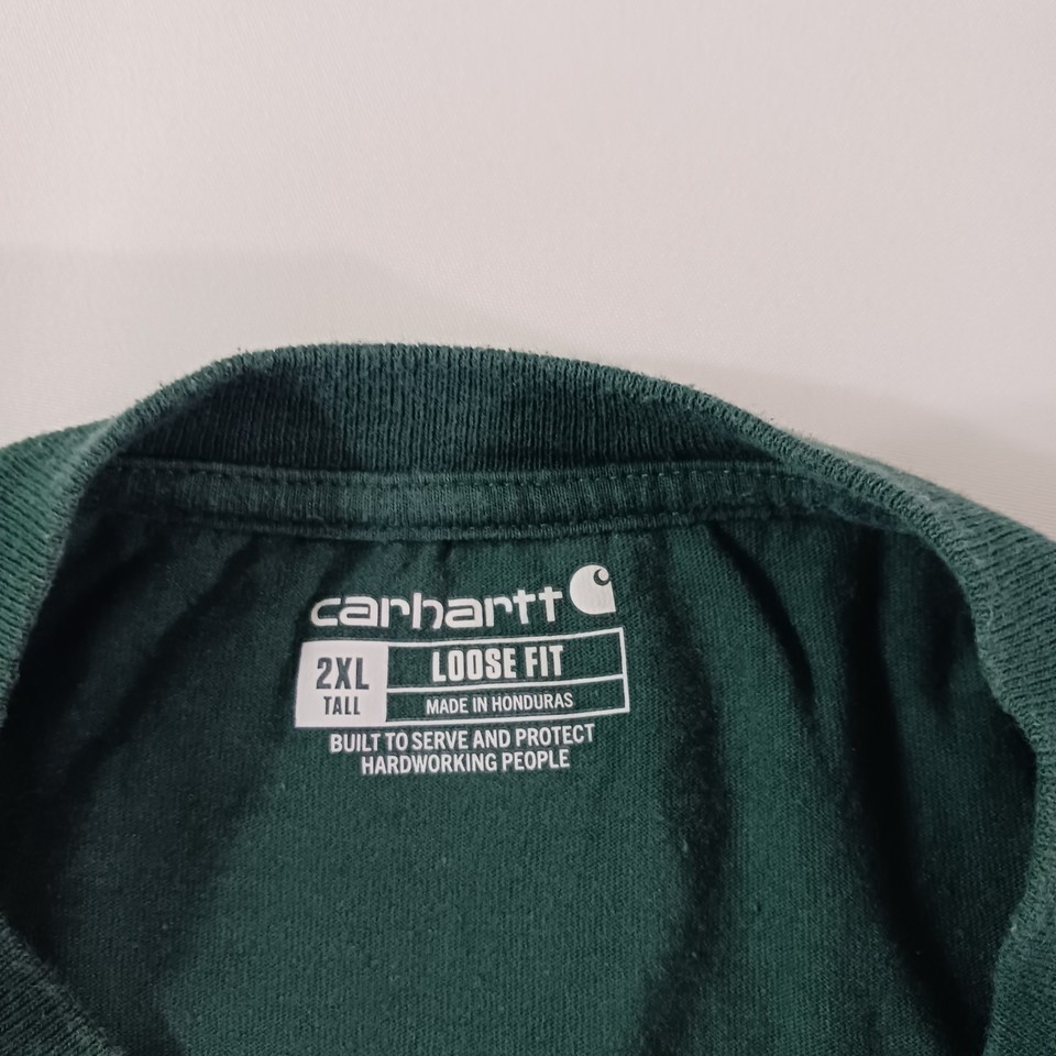 Carhartt K128 HTG Men's Green Cotton Long Sleeve Henley T-Shirt Size 2XL Tall Item image 4
