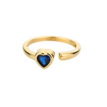 Fashion Gold Color Metal Zircon Colored Heart Open Ring Punk Vintage Geo... - $25.04