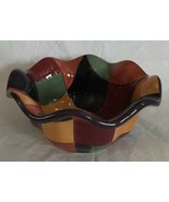 Tabletops Gallery CARACUS 7&quot; Ruffled Rim Dip Serving Bowl Hand Painted P... - £16.01 GBP