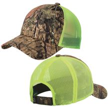 Mossy Oak Break Up Country/ Neon Yellow Camo Baseball Cap Hat Mid Structured NEW - £7.95 GBP+