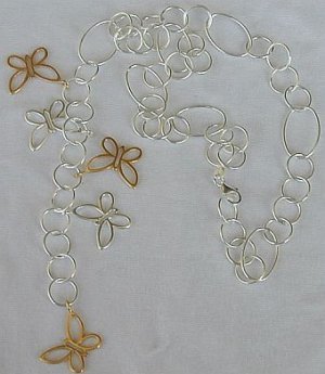 Gold and silver butterfly necklace