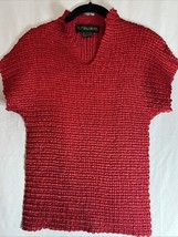 VALENTINA - Crinkle Top Blouse Red Short Sleeve -  One Size Fits All NWOT - $24.54