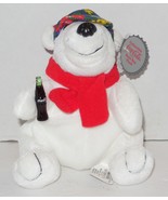 Coca-Cola Polar Bear In checker Cap 8&quot; Beanie bean bag plush toy style #... - $15.07