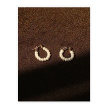 18k Gold Pear Chain Hoop Stud Earrings   bold, party, designer, costume, stylish - £31.51 GBP