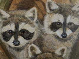 1970&#39;s Texas Gauche Painting of Raccoons - £70.08 GBP