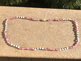 14k Pink Topaz Pearl and Hematite Bead Necklace - £70.83 GBP