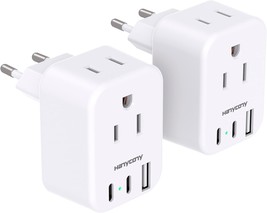 European Travel Plug Adapter for International Italy Spain Power Adapter 2 Outle - £31.23 GBP