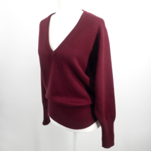 Capper &amp; Capper Wool Sweater Red Pullover Long Sleeve V Neck Ribbed Waist Med - £19.30 GBP