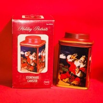 HOLIDAY PORTRAITS COCA-COLA STONEWARE CANISTER IN BOX SANTA CHRISTMAS NEW - $387.88 MXN