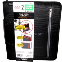Five Star 2" Zipper Binder Plus File Folders Black / Gray Mead - £10.82 GBP