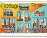 Multiview Buildings Large Letter Greeting New York City  UNP Linen Postc... - £3.94 GBP