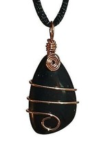 Pendentif en obsidienne EMF Cuivre véritable collier de cordon de pierres... - £8.80 GBP