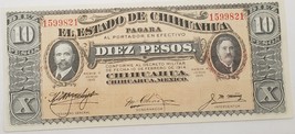 1915 Mexico Banco Estado Chichuahua Diez Pesos UNC - £11.76 GBP