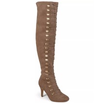 Journee Collection Trill Women Over the Knee Combat Boots Size US 8M Taupe - £23.68 GBP