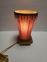 Vintage Shade Gold Beige Tone Fabric Beaded Accent Lamp NICE - $20.91 CAD