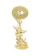 iJewelry2 Gold-tone Saint Michael Archangel Pendant Cuban Linked Chain Necklace - £15.97 GBP