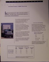 Early 1990s International 4900 Road Tractor Specifications Sheet - $10.00