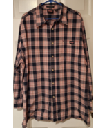 Dickies Mens Dress Shirt 2XL Red Black Plaid Long Sleeve Button Up - $18.43