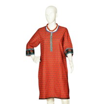 Srishti S-91cm 100% Cotton Cotton Kurta with Floral Print(Red)/FREE SHIP - £16.03 GBP