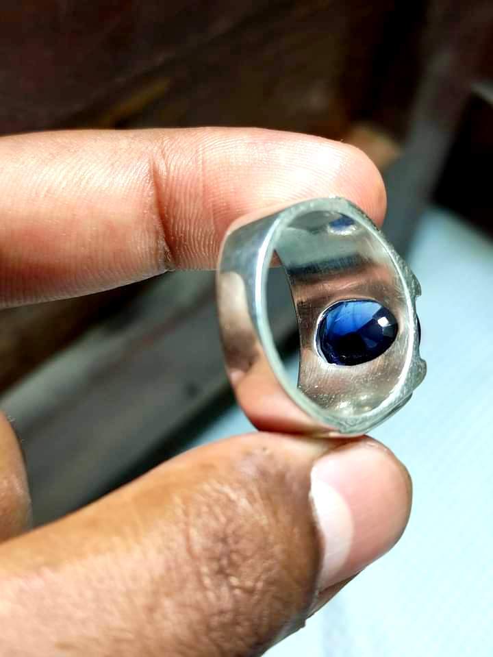 Natural Blue Sapphire Ring, Neelam Ring, Sapphire Ring, Handmade 925k Sterling S Item image 4
