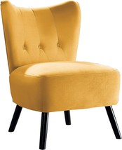 Imani Accent Chair In Velvet, Yellow, By Homelegance. - $191.97
