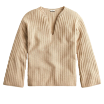 NWT J.Crew Cashmere Ribbed Tunic in Heather Stone Pullover Sweater L - £101.23 GBP