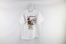 Vintage 90s Streetwear Mens Large Distressed Funny Happy Fisherman T-Shirt White - £79.08 GBP