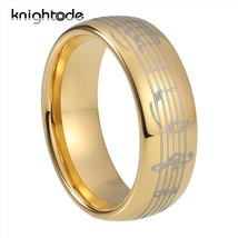 8mm Black Tungsten Carbide Piano Five-Line Note Music Ring For Men Women Wedding - £22.11 GBP