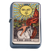 Tarot Card D16 Flip Top Oil Lighter Wind Resistant Flame XIX The Sun - £11.90 GBP