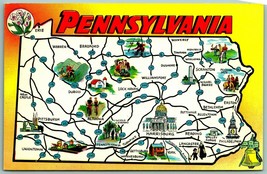 State Map Greetings Pennsylvania PA UNP Chrome Postcard G11 - £2.30 GBP